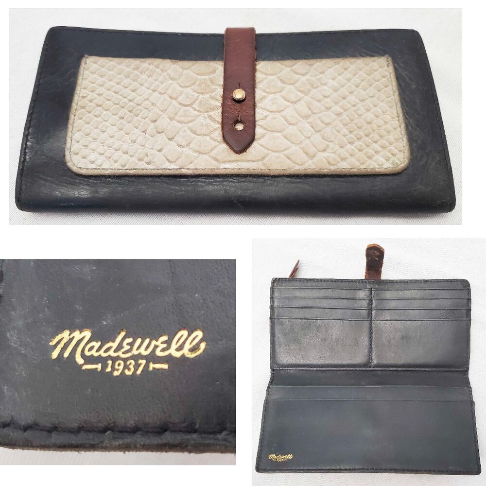 Madewell Women's The Post Leather Bi-Fold Wallet With Snap Closure & Card Slots